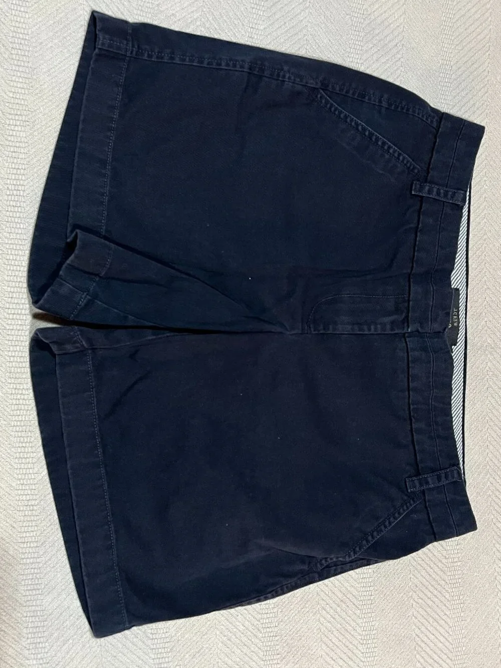 J. Crew Navy Chino Flat Front Cotton Pocket Mid Rise Shorts Womens Size 6